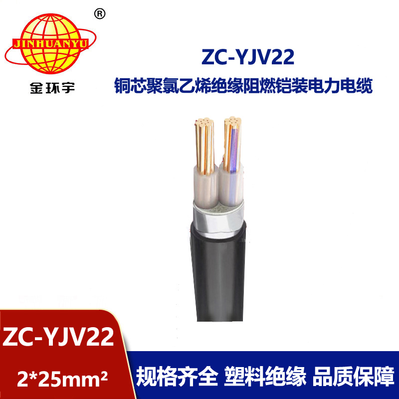 金環(huán)宇電纜 2芯yjv22電纜 阻燃c類(lèi)電纜ZC-YJV22 2X25平