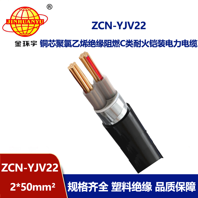 金環(huán)宇電線電纜 ZCN-YJV22-2X50平方阻燃耐火電纜yjv22鎧裝電力電纜